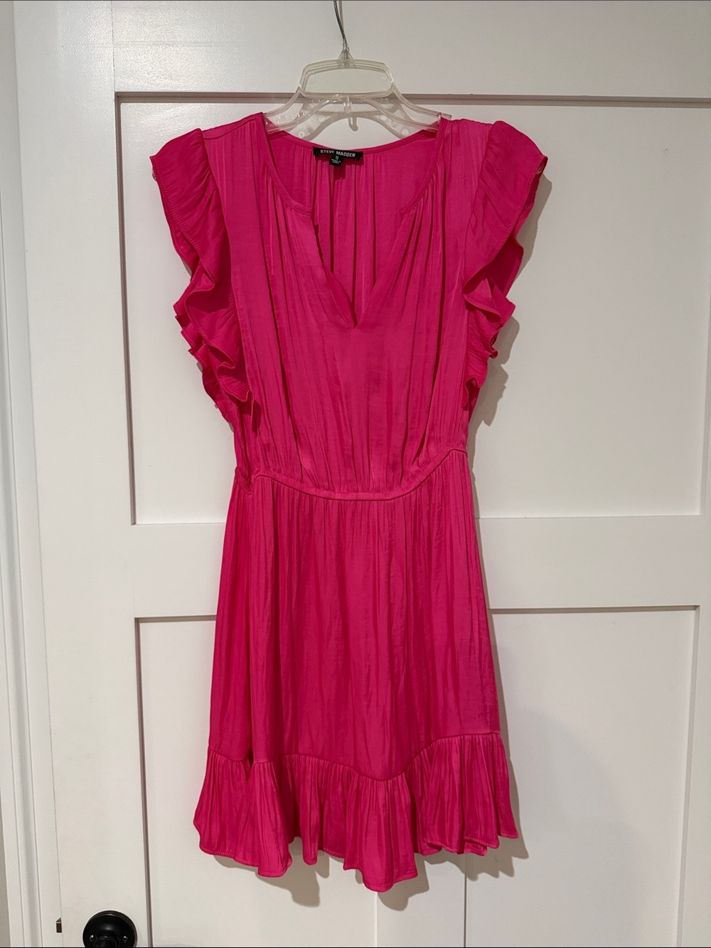 Steve Madden Fuchsia Ruffle Sleeve Mini Dress